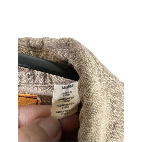 Dockers K1 Button Up Shirt Mens Medium Light Brown Linen Cotton Blend Military - Picture 5 of 9